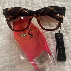 Quay Australia Tortoise Sunglasses with Pink Cloth